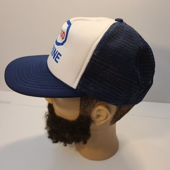 Vintage 90s Trucker Hat Esso Marine Screen Printed Foam/ Mesh Adjustable Hat - Picture 3 of 8